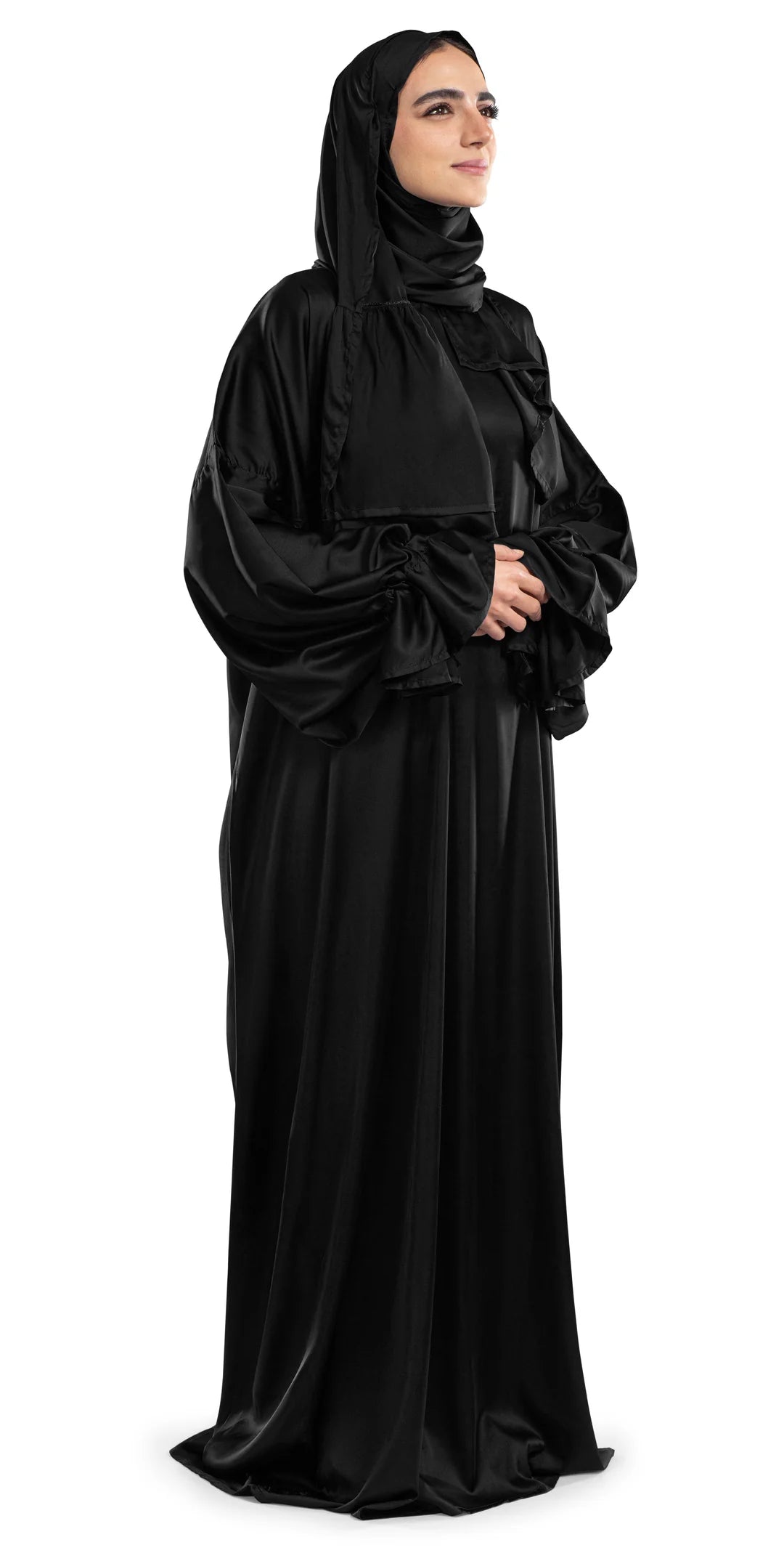 Black Satin Islamic Prayer Wear