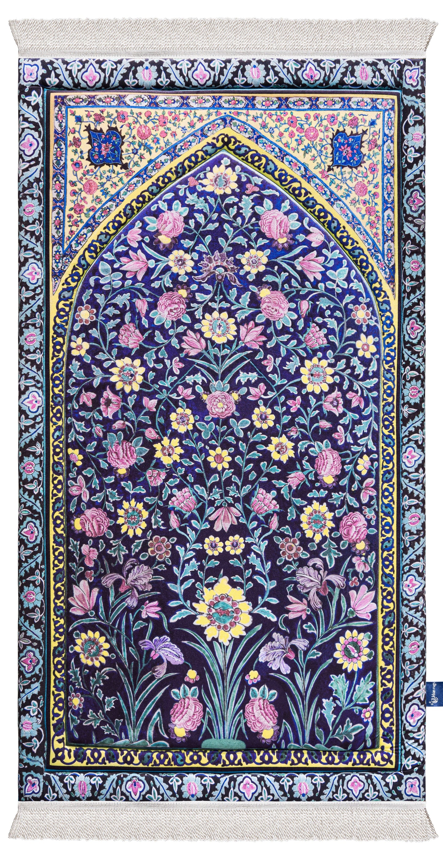 Navy Blossoms Premium Prayer Mat