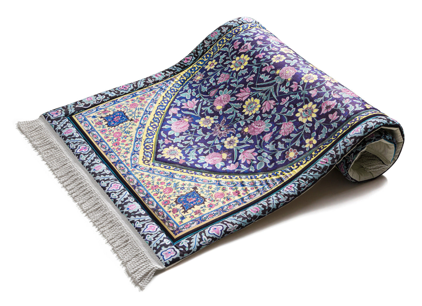 Navy Blossoms Premium Prayer Mat