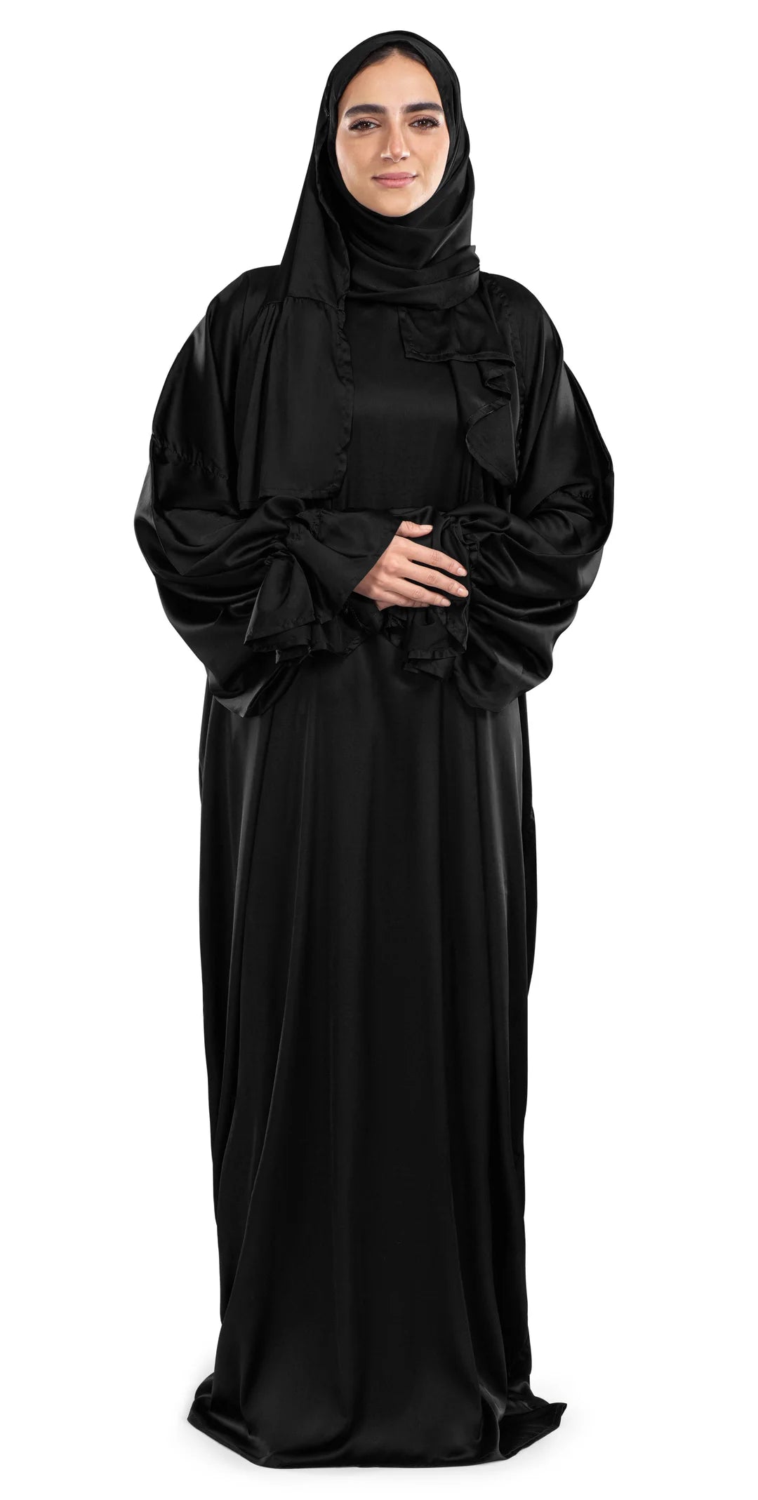 Black Satin Islamic Prayer Wear