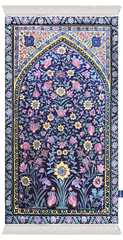 Navy Blossoms Premium Prayer Mat