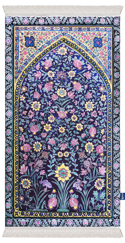 Navy Blossoms Premium Prayer Mat