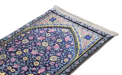 Navy Blossoms Premium Prayer Mat